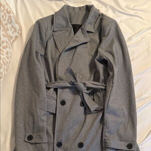 Gray Long Double-Breasted Coat